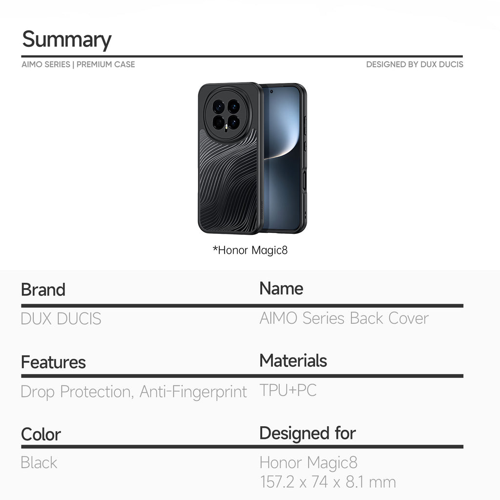 For Honor Magic8 5G Case DUX DUCIS Aimo Series TPU+PC Matte Drop-proof Phone Cover (REACH Certification)