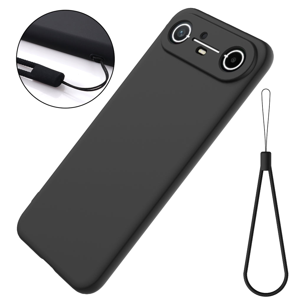 For TECNO Spark Slim 4G / TECNO Pova Slim 5G Liquid Silicone Case Phone Back Cover with Hand Strap