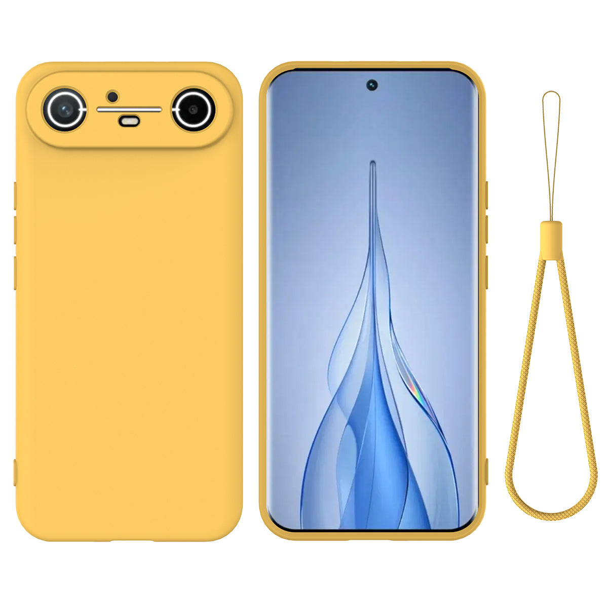 For TECNO Spark Slim 4G / TECNO Pova Slim 5G Liquid Silicone Case Phone Back Cover with Hand Strap