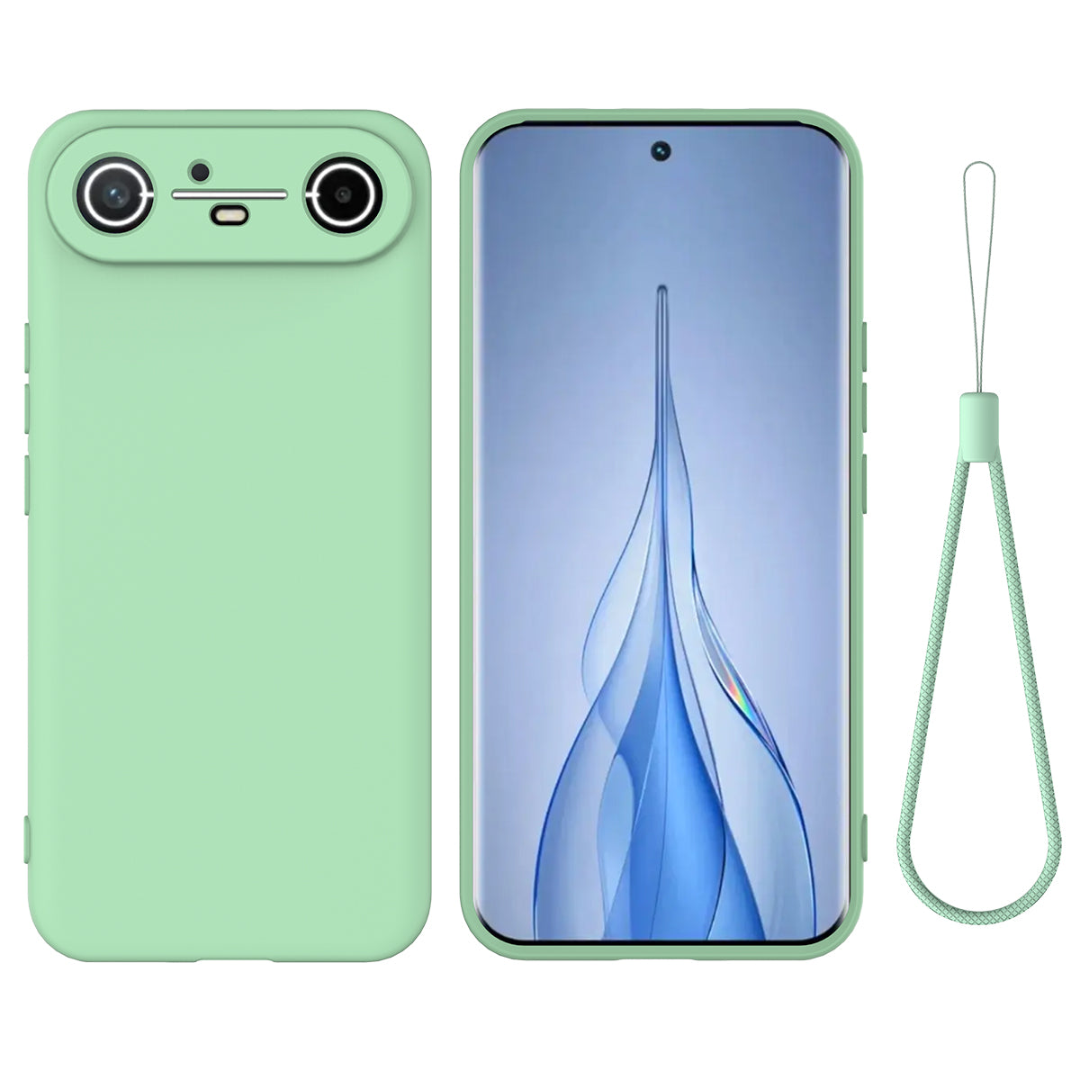 For TECNO Spark Slim 4G / TECNO Pova Slim 5G Liquid Silicone Case Phone Back Cover with Hand Strap