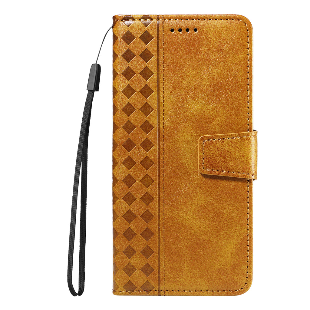 For Oppo A6 Pro 4G / Oppo F31 5G / Oppo A6 Pro 5G Leather Case Wallet Stand Grids Imprinted Phone Cover with Strap