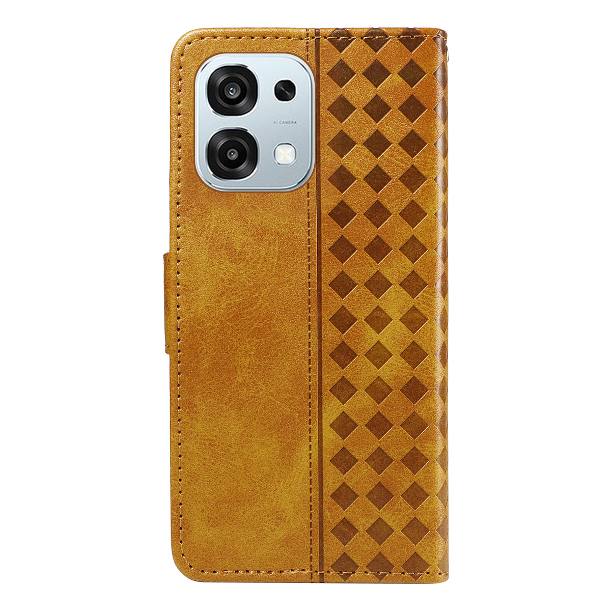 For Oppo A6 Pro 4G / Oppo F31 5G / Oppo A6 Pro 5G Leather Case Wallet Stand Grids Imprinted Phone Cover with Strap