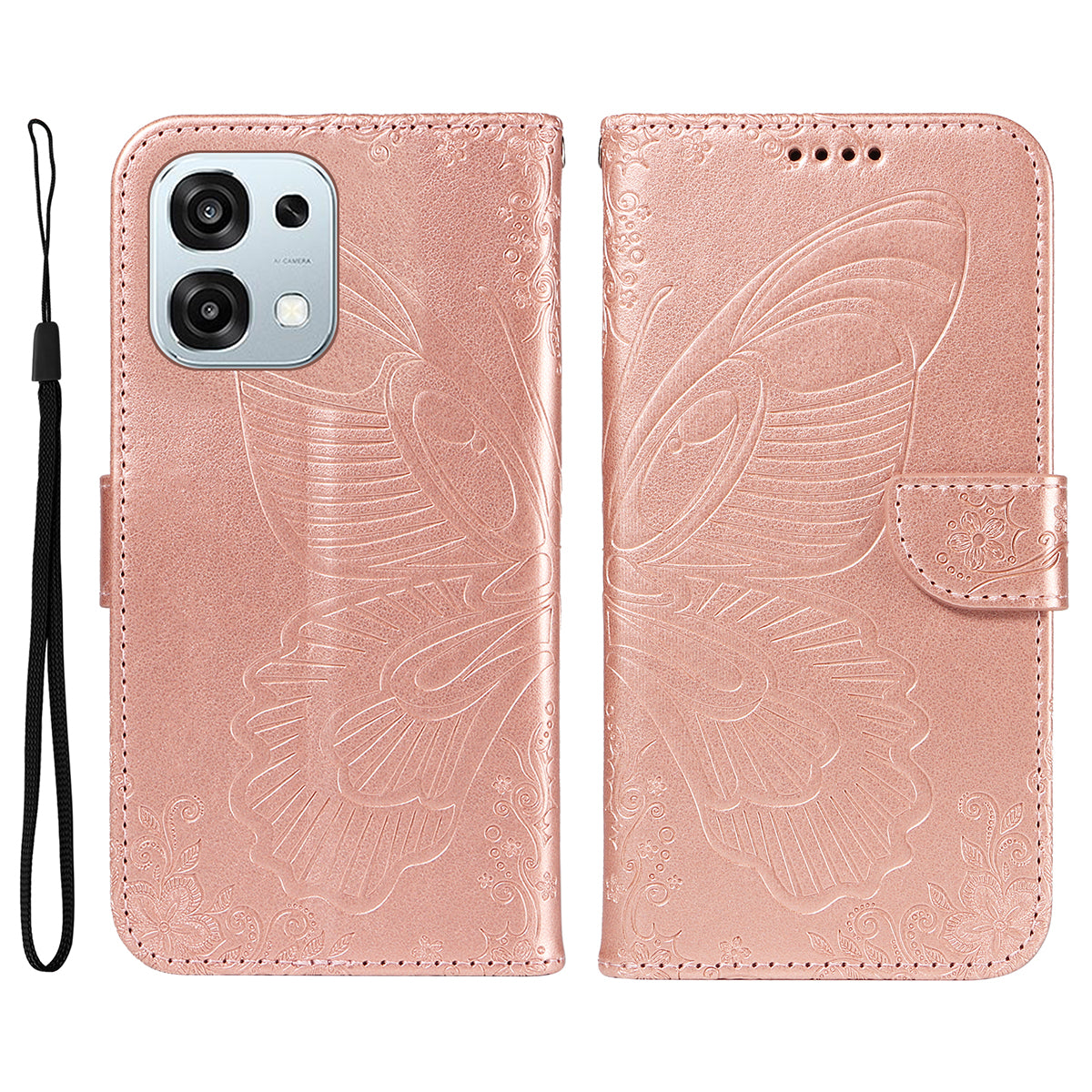 For Oppo A6 Pro 4G / Oppo F31 5G / Oppo A6 Pro 5G Case Butterfly Pattern PU Leather Folio Flip Phone Cover