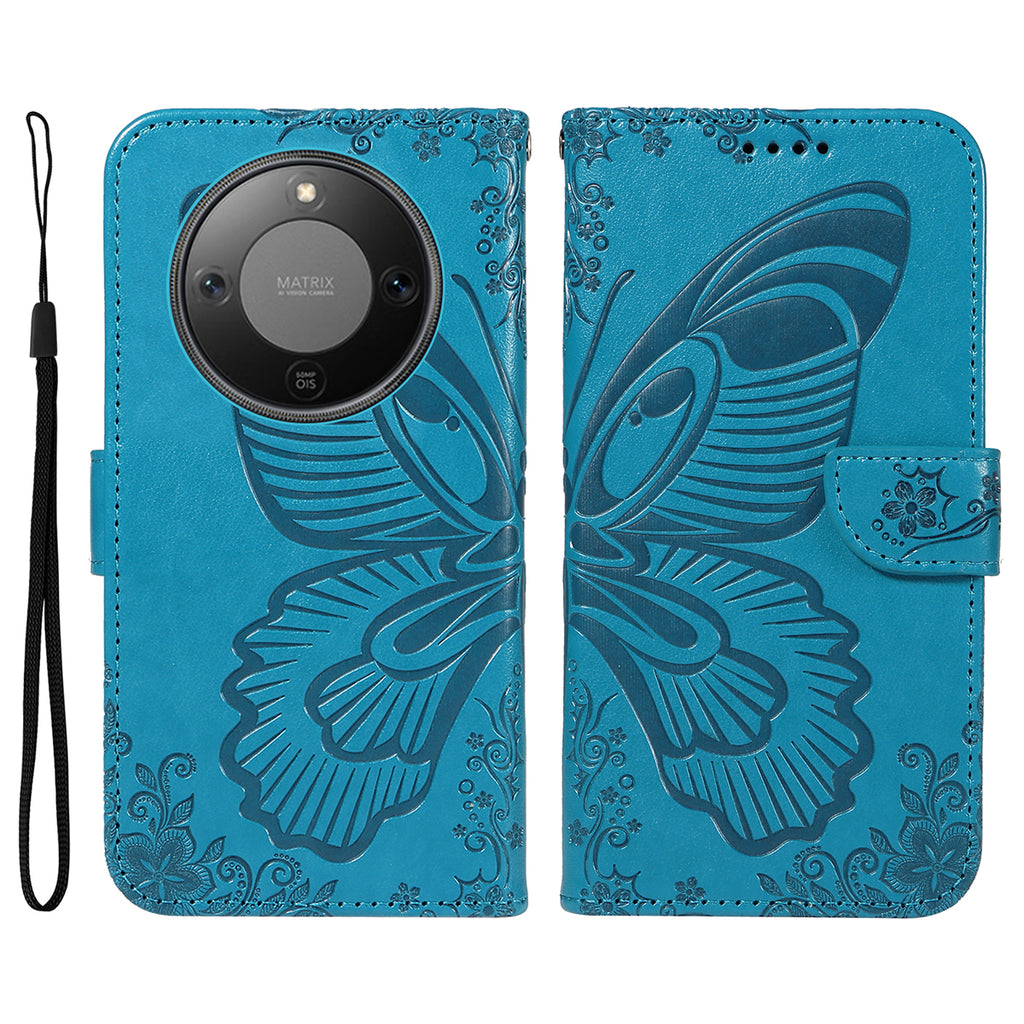 Funda tipo libro con tapa de piel sintética con diseño de mariposa para Honor X9d 5G / Honor X70 5G