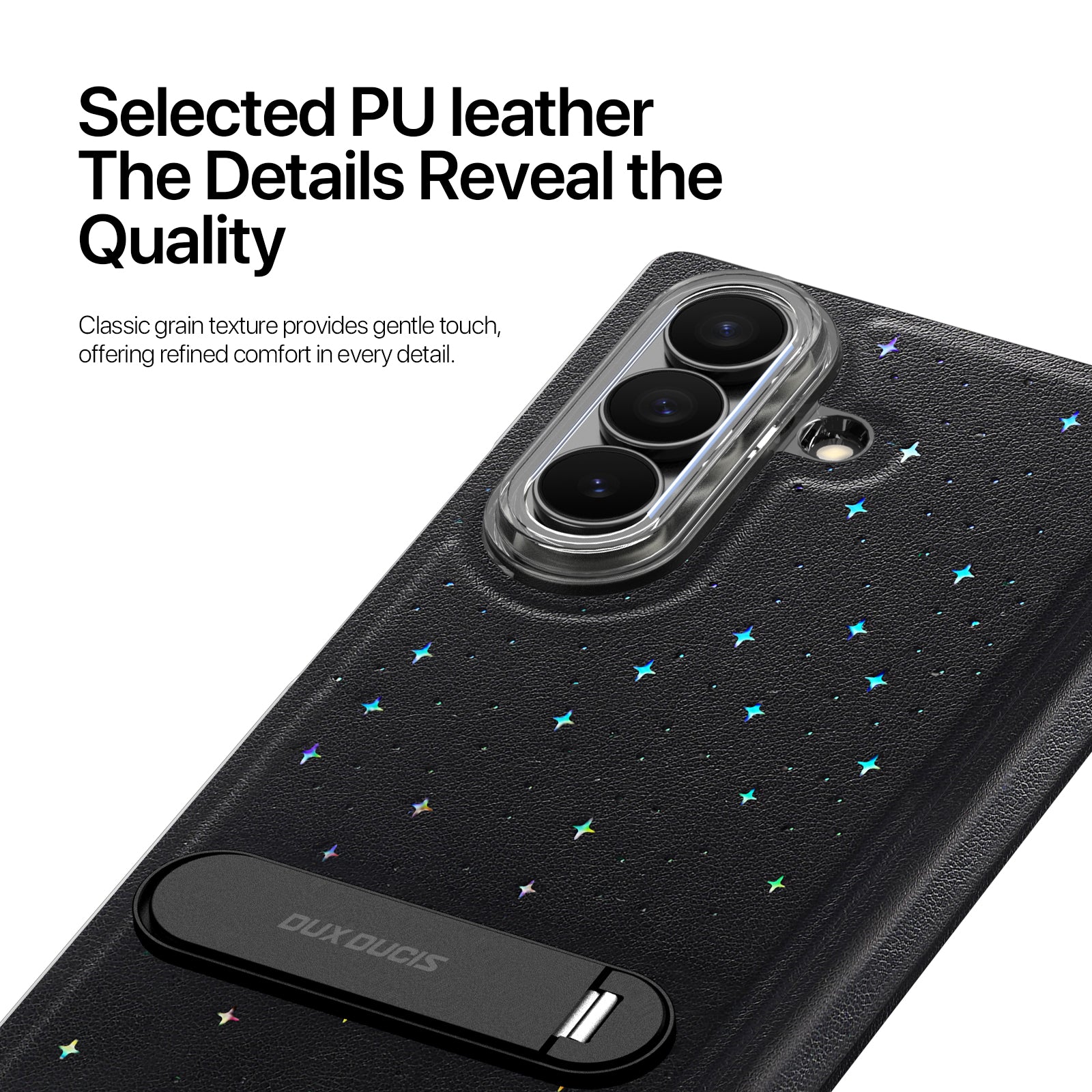 For Samsung Galaxy Z Fold7 5G Case DUX DUCIS STEX Series Kickstand Star Pattern PU Leather Back Cover with Tempered Glass Film