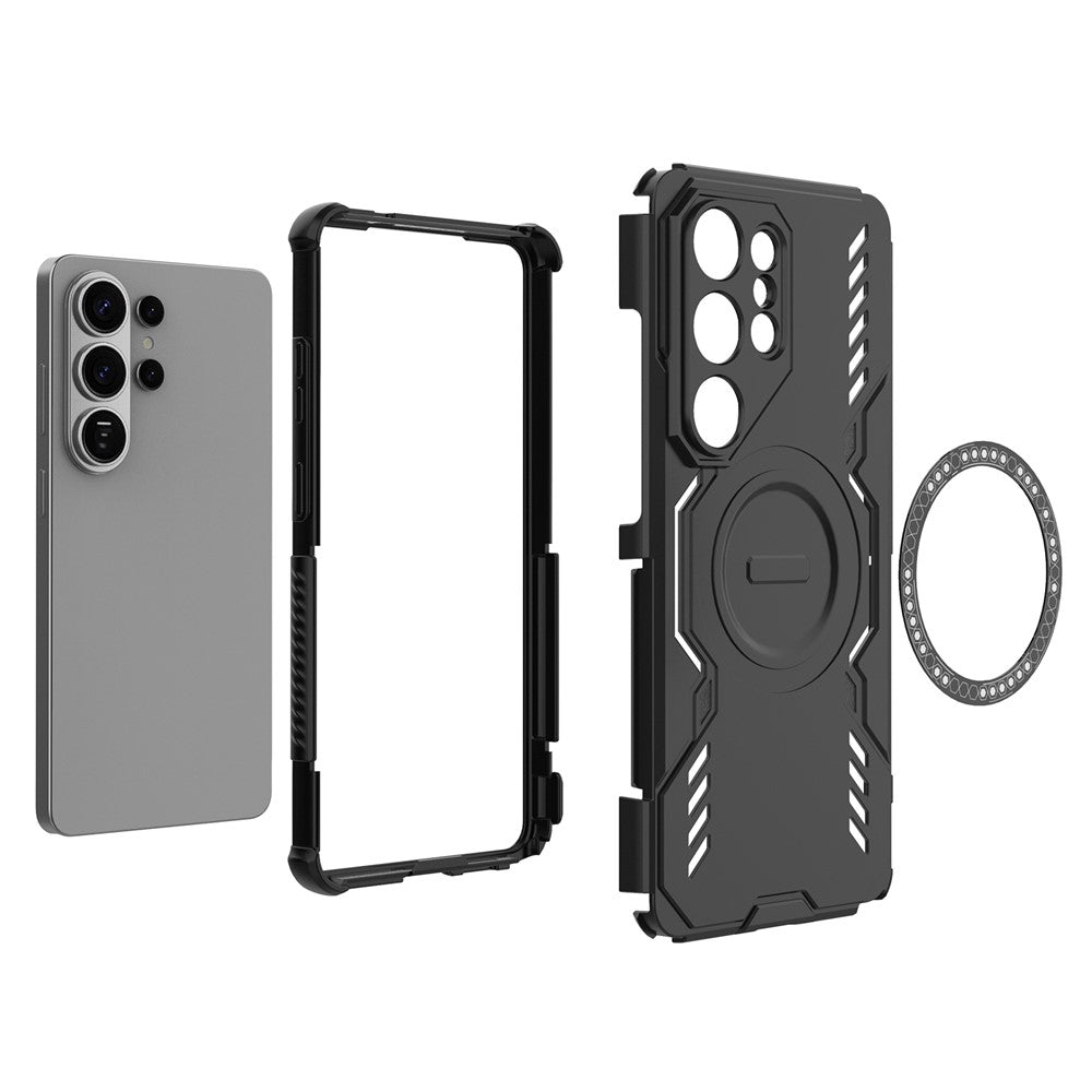 For Samsung Galaxy S26 Ultra Magnetic Case Butterfly Armor Hollow Heat Dissipation PC + TPU Phone Cover