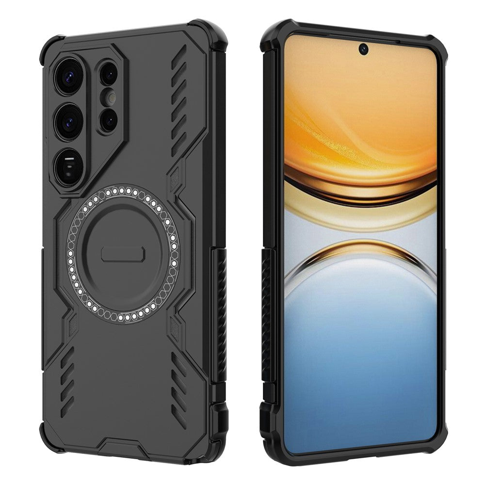 For Samsung Galaxy S26 Ultra Magnetic Case Butterfly Armor Hollow Heat Dissipation PC + TPU Phone Cover