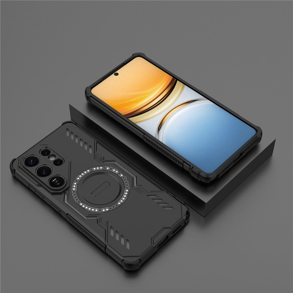 For Samsung Galaxy S26 Ultra Magnetic Case Butterfly Armor Hollow Heat Dissipation PC + TPU Phone Cover