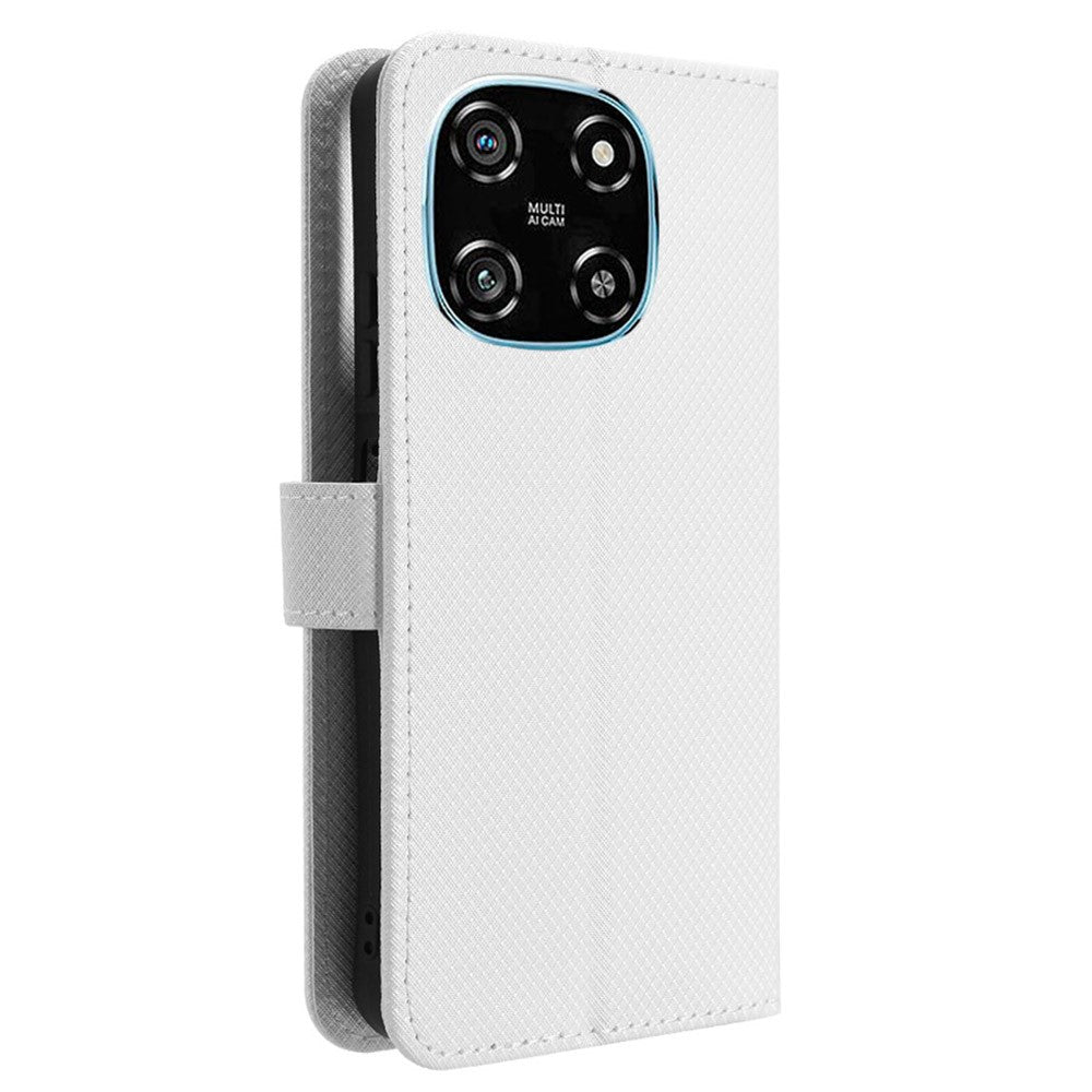 For Blackview Color 6 Leather Wallet Case with Strap Diamond Texture Phone Cover