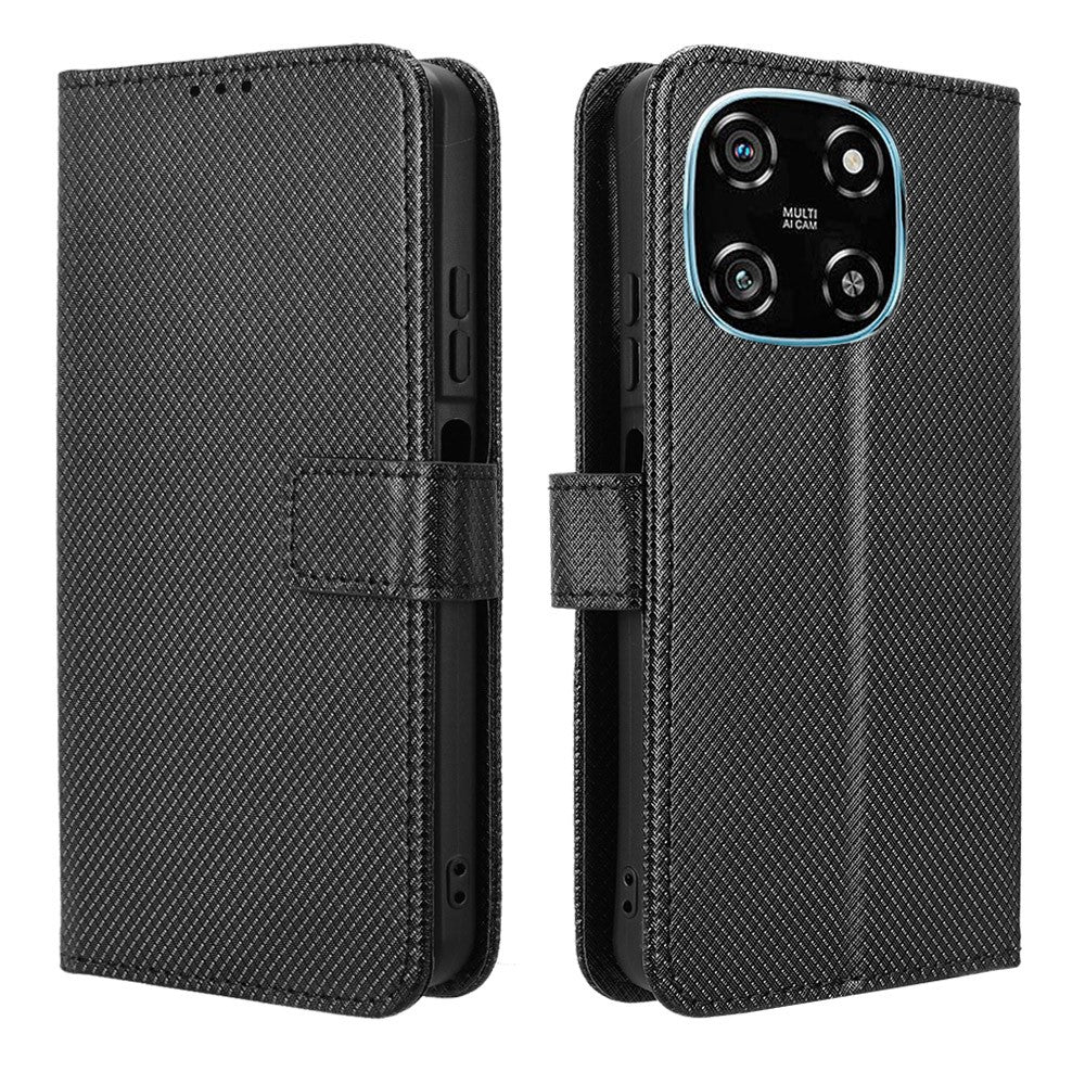 For Blackview Color 6 Leather Wallet Case with Strap Diamond Texture Phone Cover