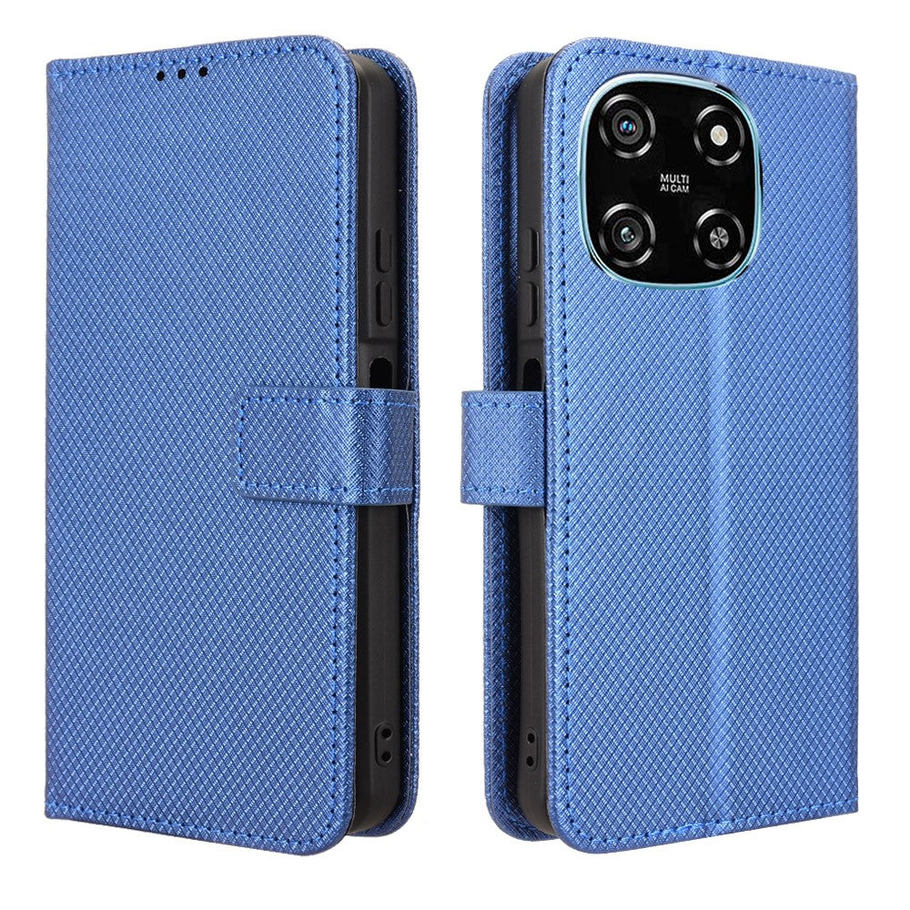 For Blackview Color 6 Leather Wallet Case with Strap Diamond Texture Phone Cover