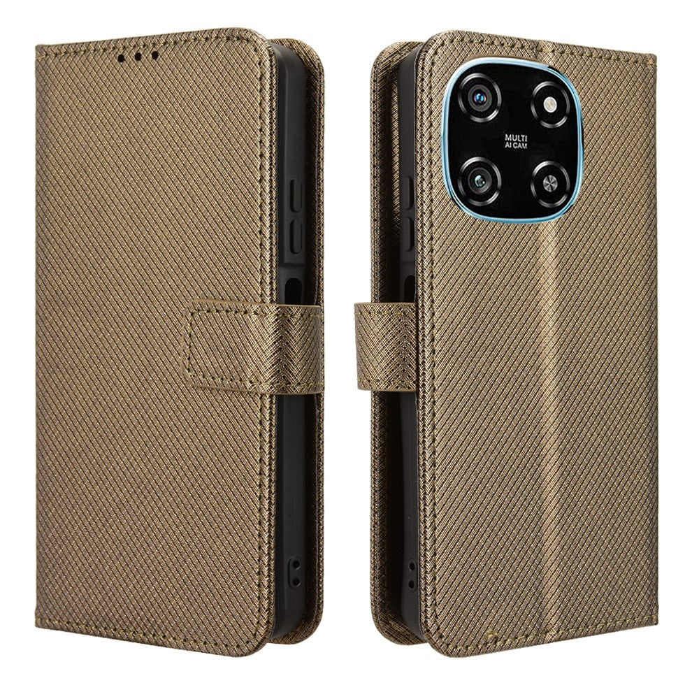 For Blackview Color 6 Leather Wallet Case with Strap Diamond Texture Phone Cover