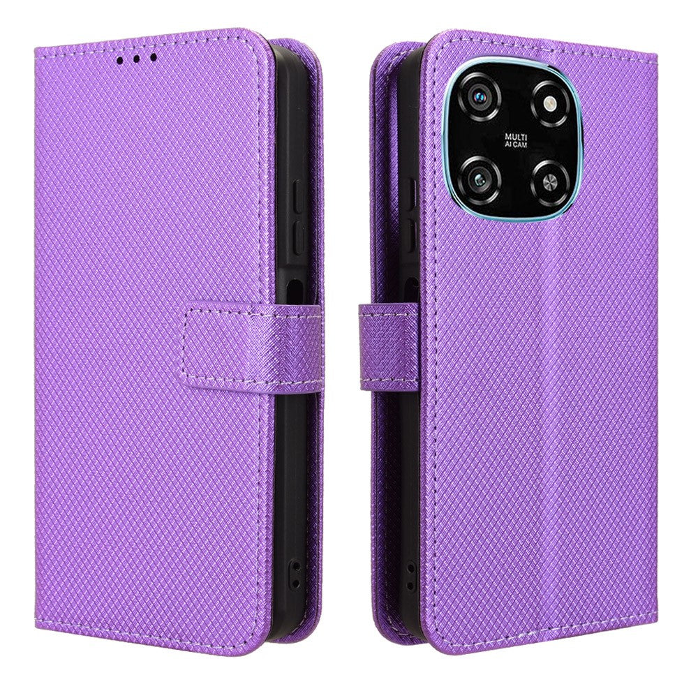 For Blackview Color 6 Leather Wallet Case with Strap Diamond Texture Phone Cover