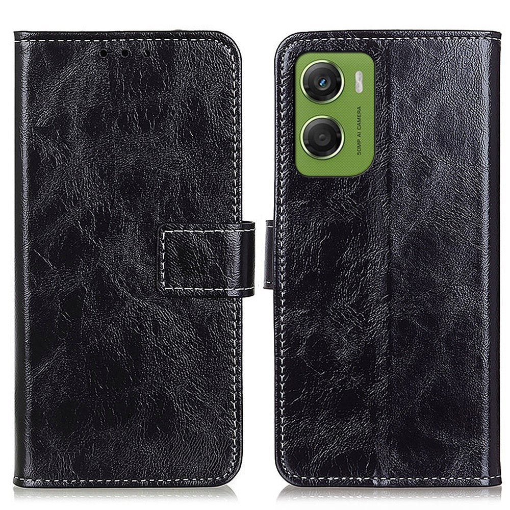 For Motorola Moto G06 4G Case Wallet Leather Phone Cover Crazy Horse Texture