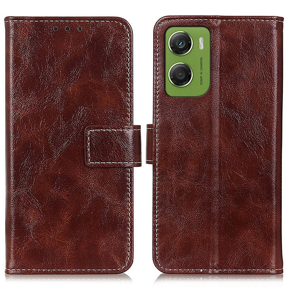 For Motorola Moto G06 4G Case Wallet Leather Phone Cover Crazy Horse Texture