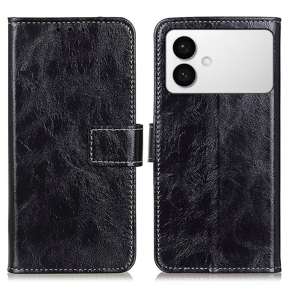 For Samsung Galaxy S26 Edge Case Wallet Leather Phone Cover Crazy Horse Texture