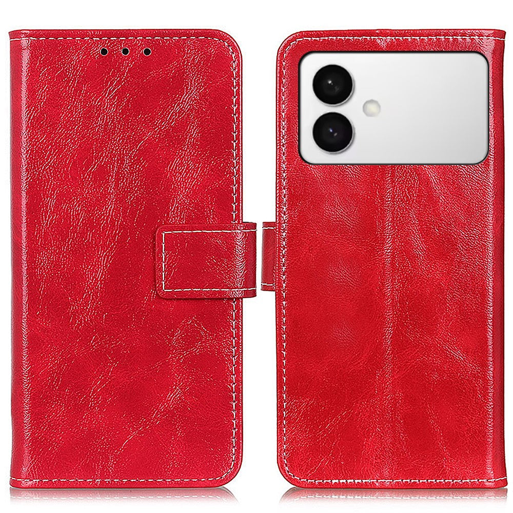 For Samsung Galaxy S26 Edge Case Wallet Leather Phone Cover Crazy Horse Texture