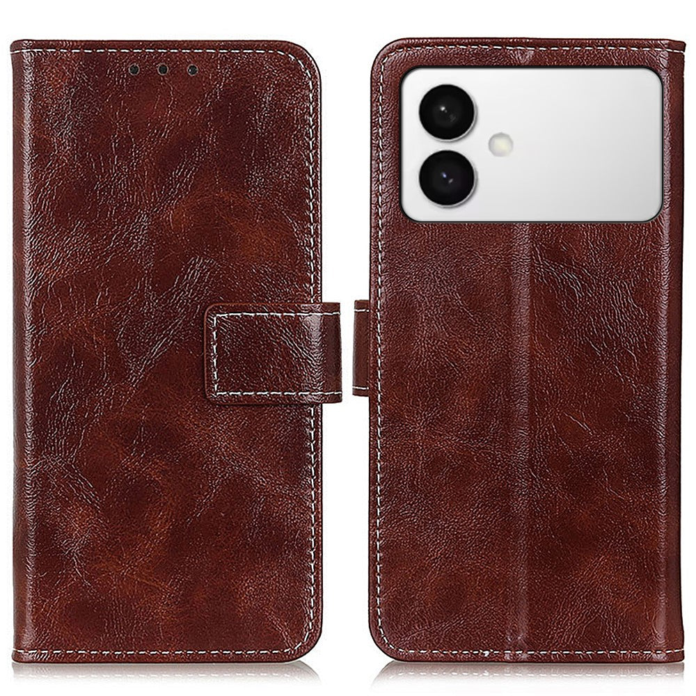 For Samsung Galaxy S26 Edge Case Wallet Leather Phone Cover Crazy Horse Texture