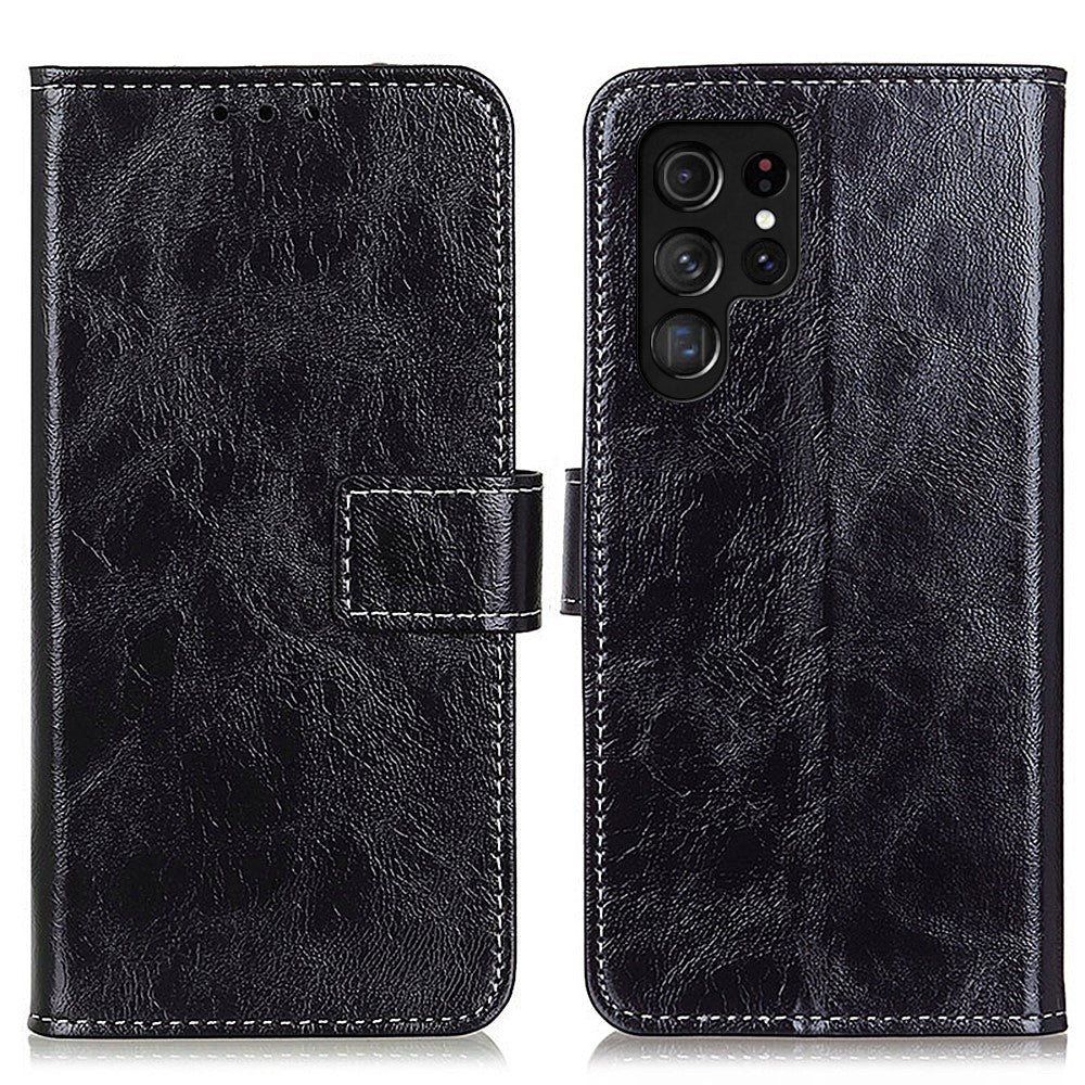 For Samsung Galaxy S26 Ultra Case Wallet Leather Phone Cover Crazy Horse Texture