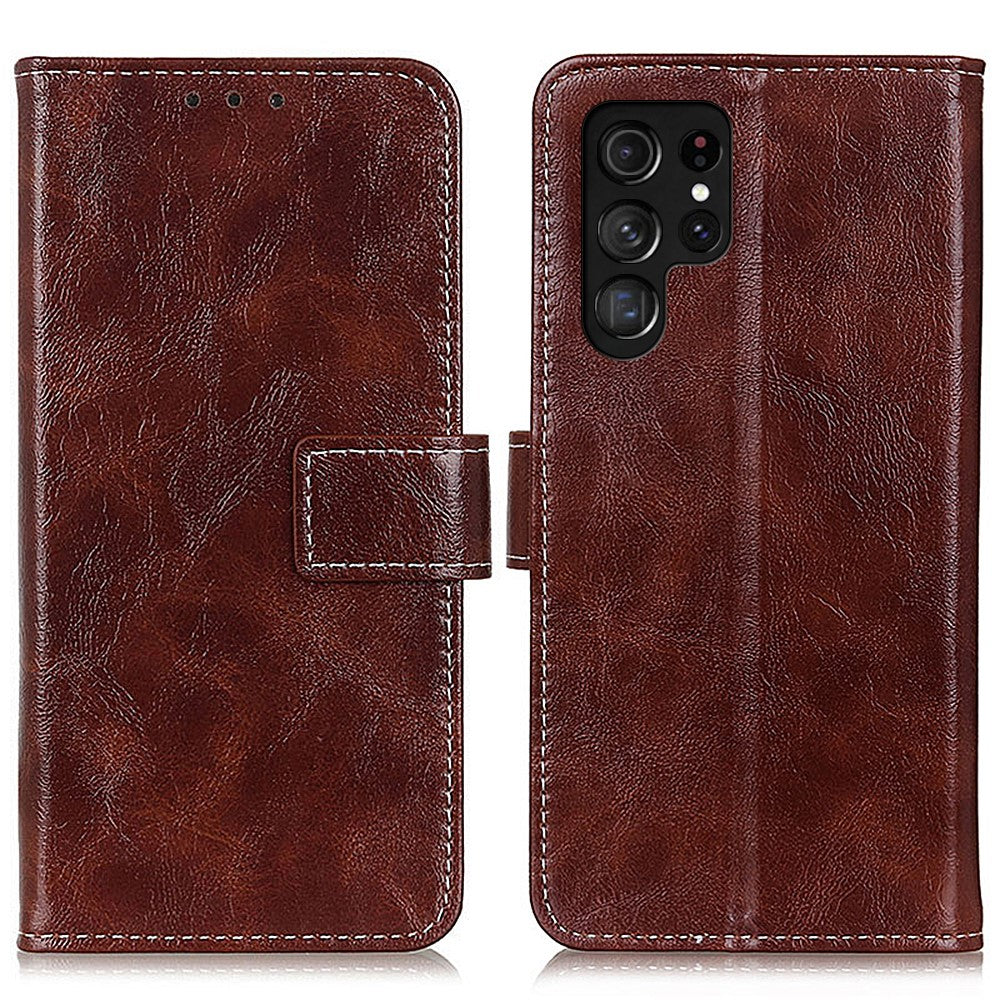 For Samsung Galaxy S26 Ultra Case Wallet Leather Phone Cover Crazy Horse Texture