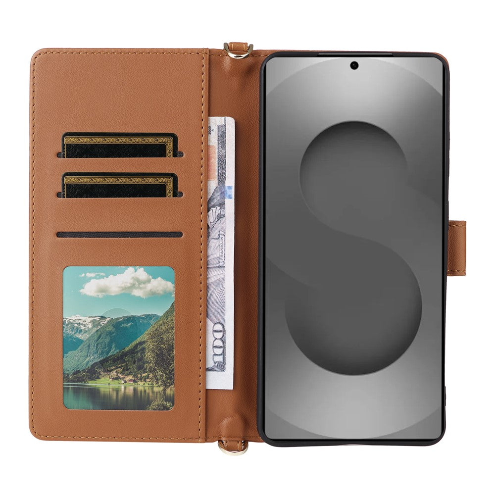 For Samsung Galaxy S26 Ultra Case with Shoulder / Wrist Strap Leather Phone Cover Stand Wallet