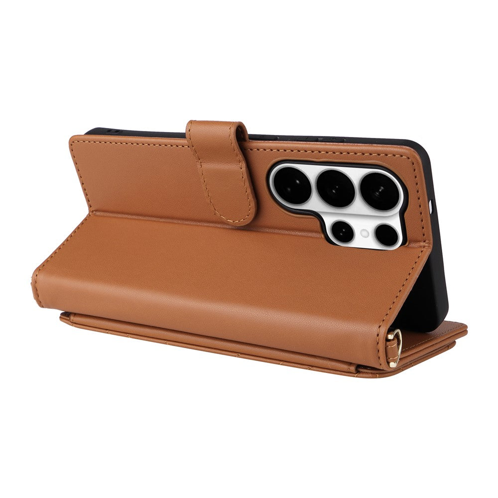 For Samsung Galaxy S26 Ultra Case with Shoulder / Wrist Strap Leather Phone Cover Stand Wallet