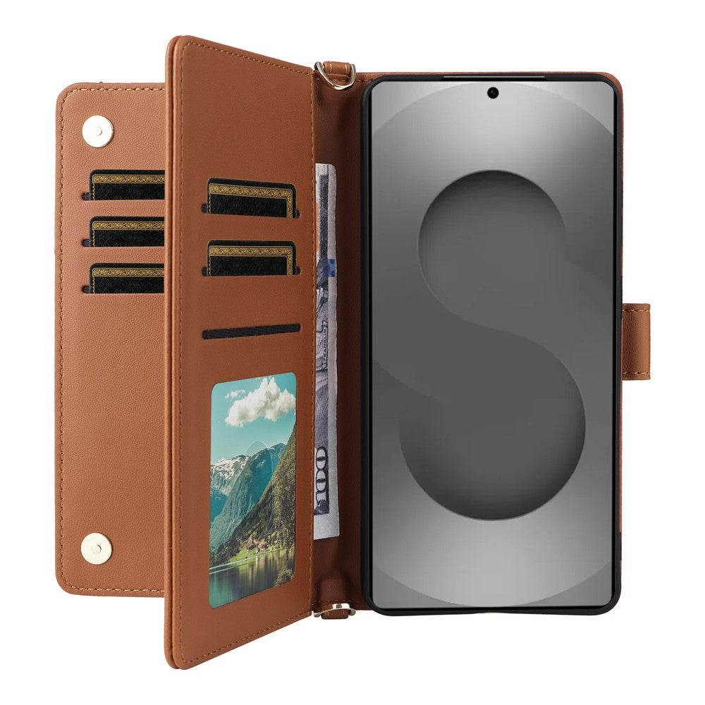 For Samsung Galaxy S26 Ultra Case with Shoulder / Wrist Strap Leather Phone Cover Stand Wallet