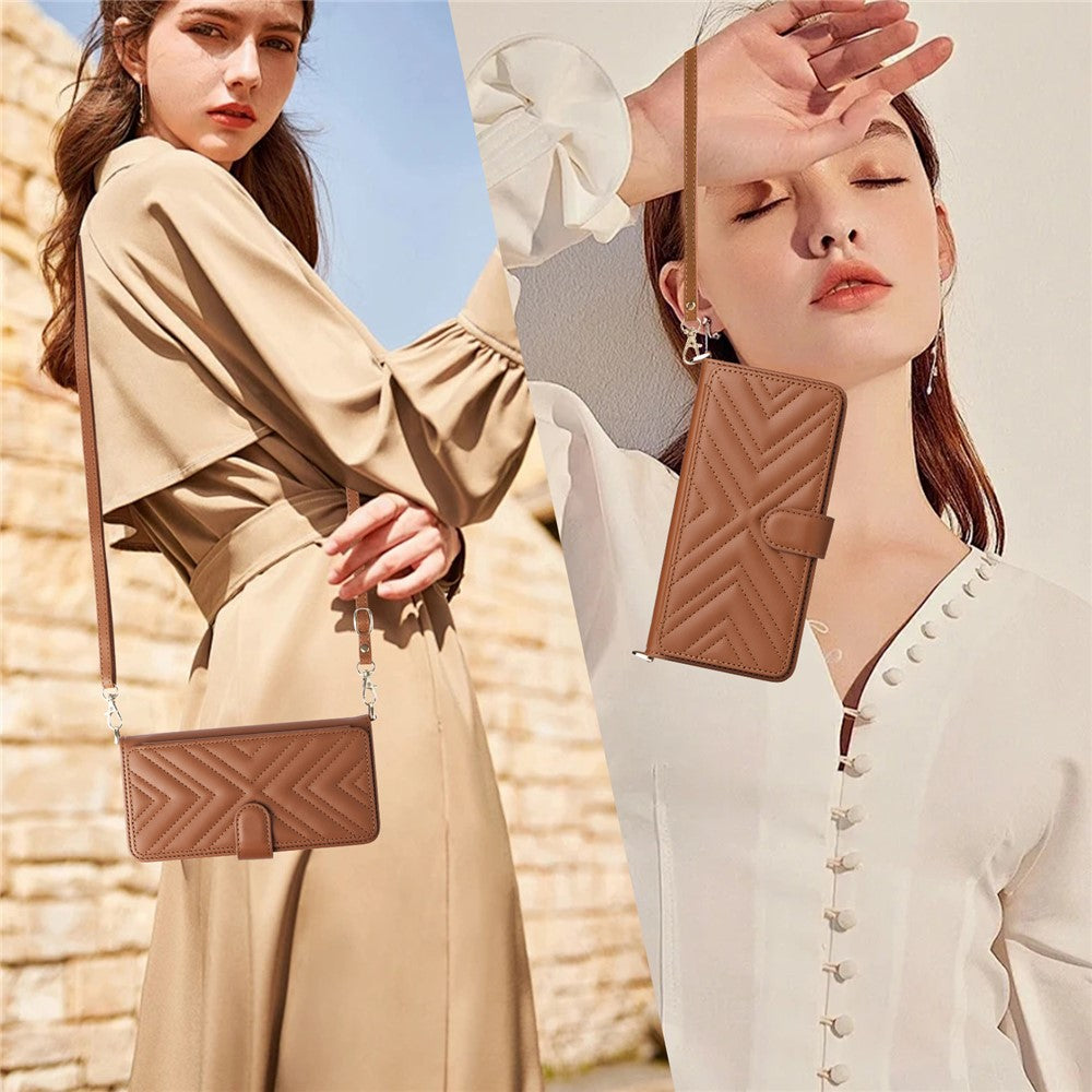 For Samsung Galaxy S26 Ultra Case with Shoulder / Wrist Strap Leather Phone Cover Stand Wallet