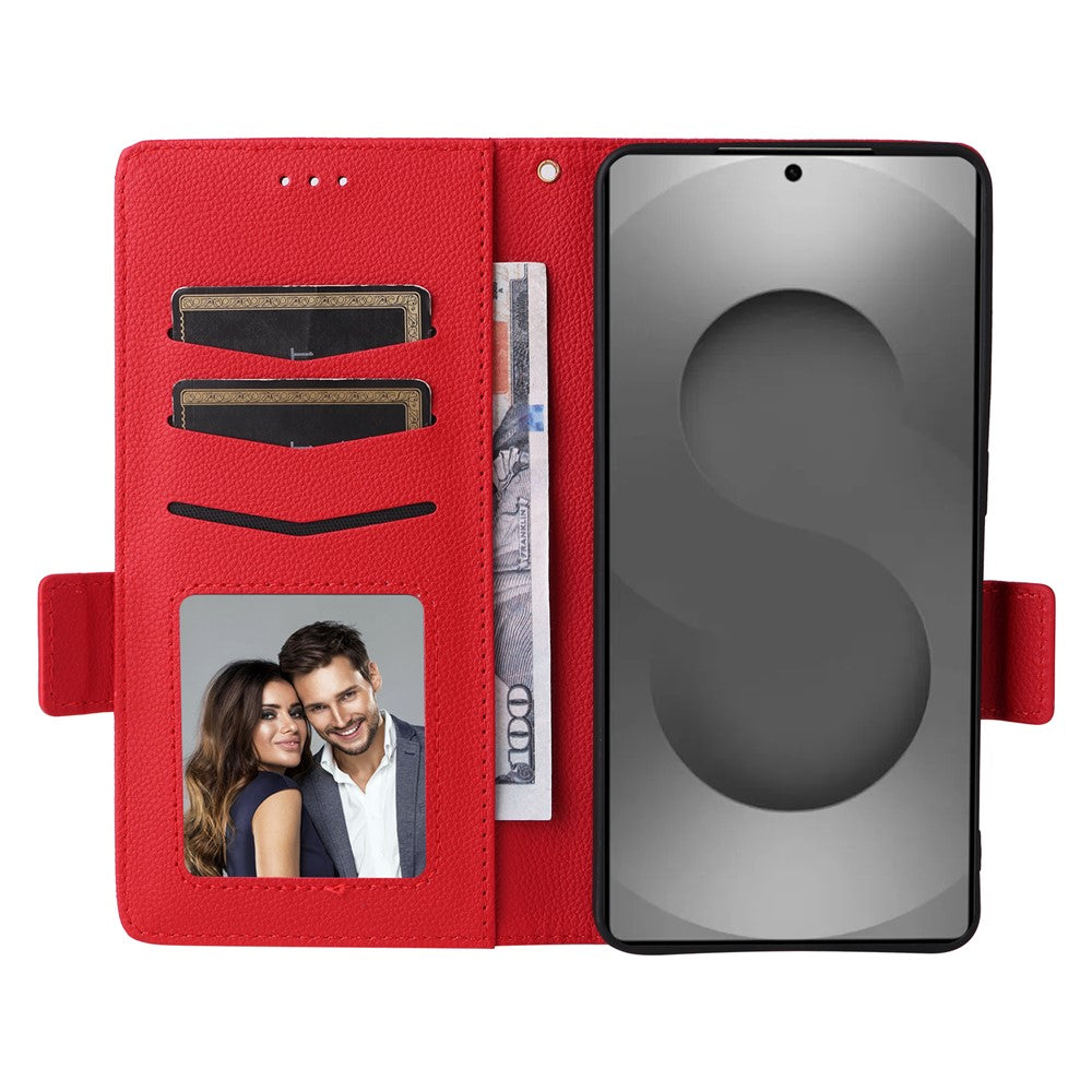 For Samsung Galaxy S26 Ultra Case Litchi Texture Wallet Leather Phone Cover with Wrist Strap