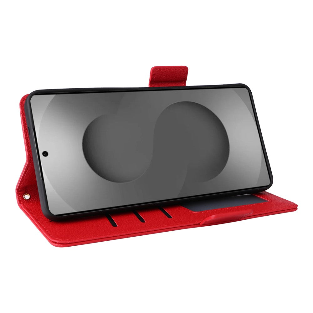 For Samsung Galaxy S26 Ultra Case Litchi Texture Wallet Leather Phone Cover with Wrist Strap