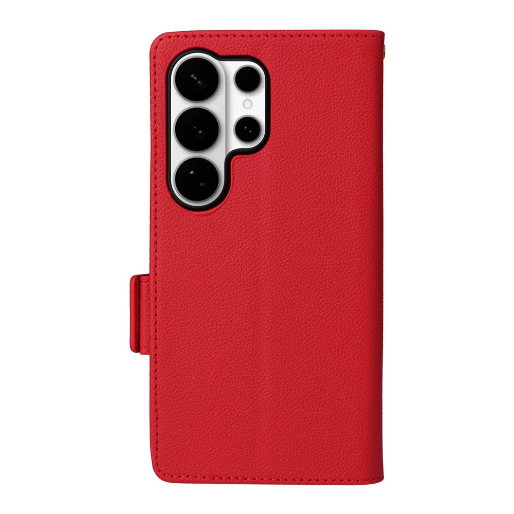 For Samsung Galaxy S26 Ultra Case Litchi Texture Wallet Leather Phone Cover with Wrist Strap