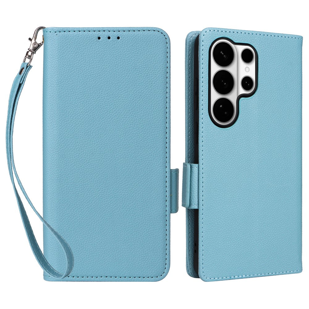 For Samsung Galaxy S26 Ultra Case Litchi Texture Wallet Leather Phone Cover with Wrist Strap
