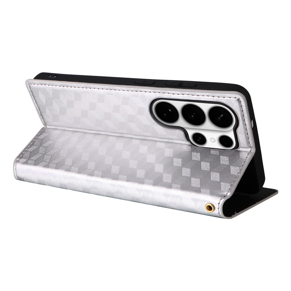 For Samsung Galaxy S26 Ultra Case Wallet Rhombus Imprinted Leather Phone Cover