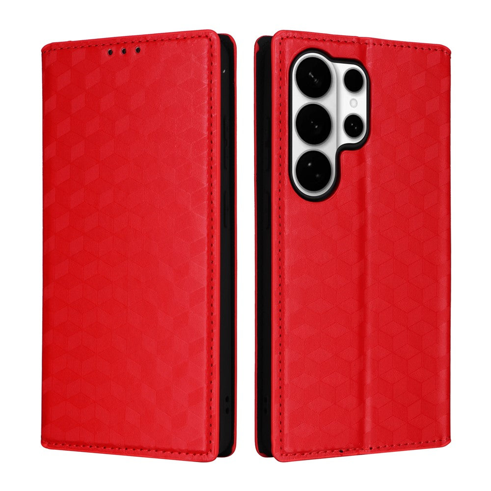 For Samsung Galaxy S26 Ultra Case Wallet Rhombus Imprinted Leather Phone Cover