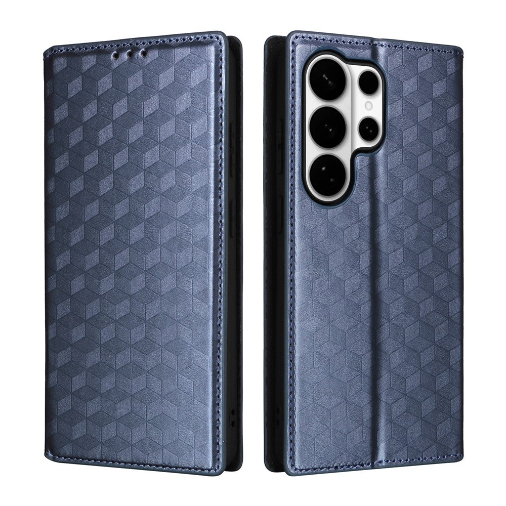 For Samsung Galaxy S26 Ultra Case Wallet Rhombus Imprinted Leather Phone Cover