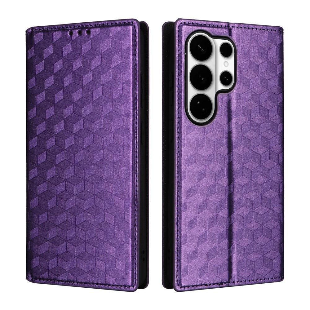 For Samsung Galaxy S26 Ultra Case Wallet Rhombus Imprinted Leather Phone Cover