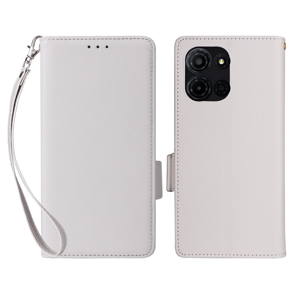 For TCL K33 5G / K32 5G Case Litchi Texture Wallet Leather Phone Cover with Wrist Strap
