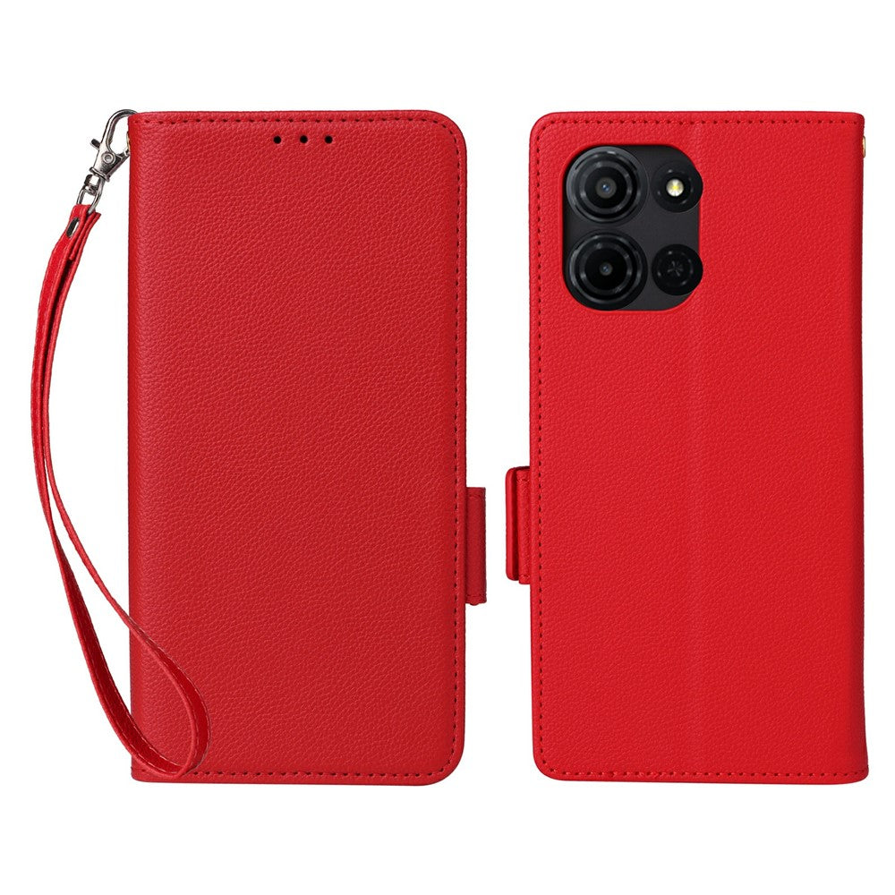 For TCL K33 5G / K32 5G Case Litchi Texture Wallet Leather Phone Cover with Wrist Strap