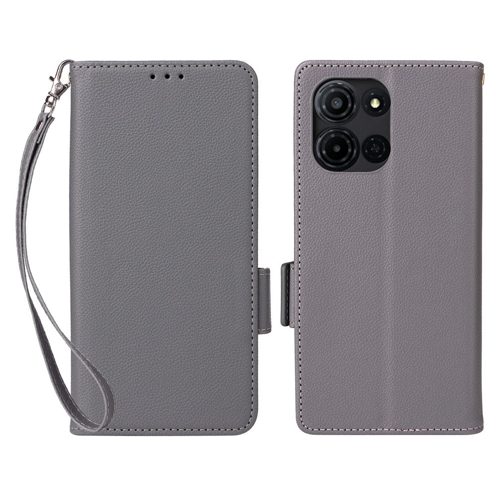 For TCL K33 5G / K32 5G Case Litchi Texture Wallet Leather Phone Cover with Wrist Strap