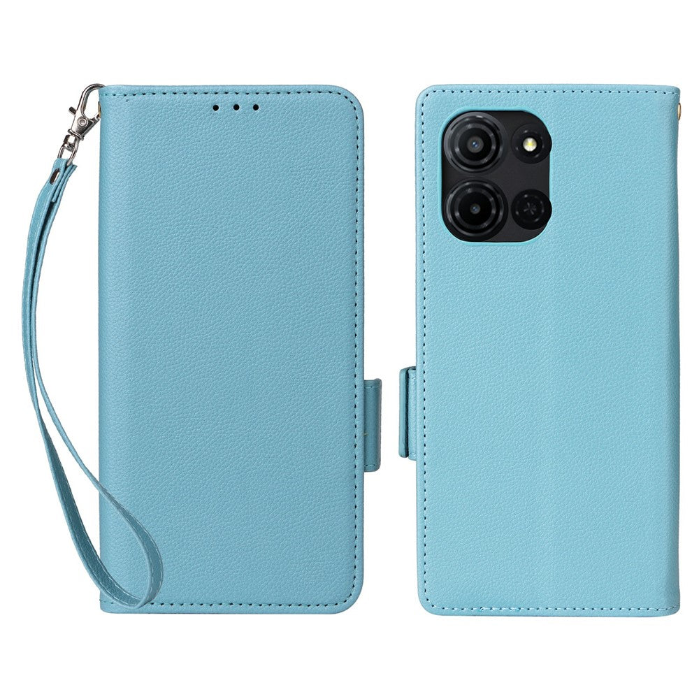 For TCL K33 5G / K32 5G Case Litchi Texture Wallet Leather Phone Cover with Wrist Strap