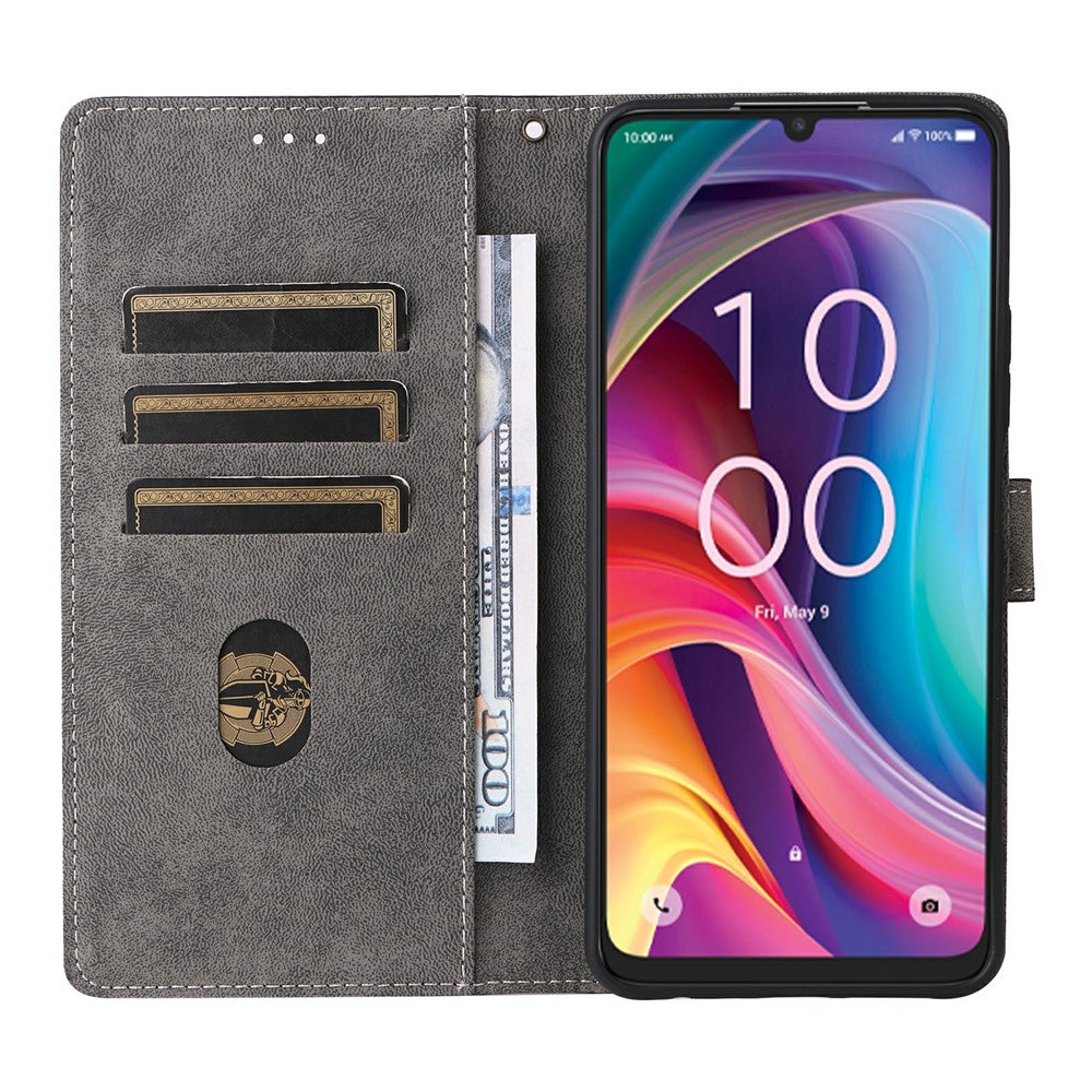 For TCL K33 5G / K32 5G Case Wallet RFID Blocking PU Leather Phone Cover Stand with Strap