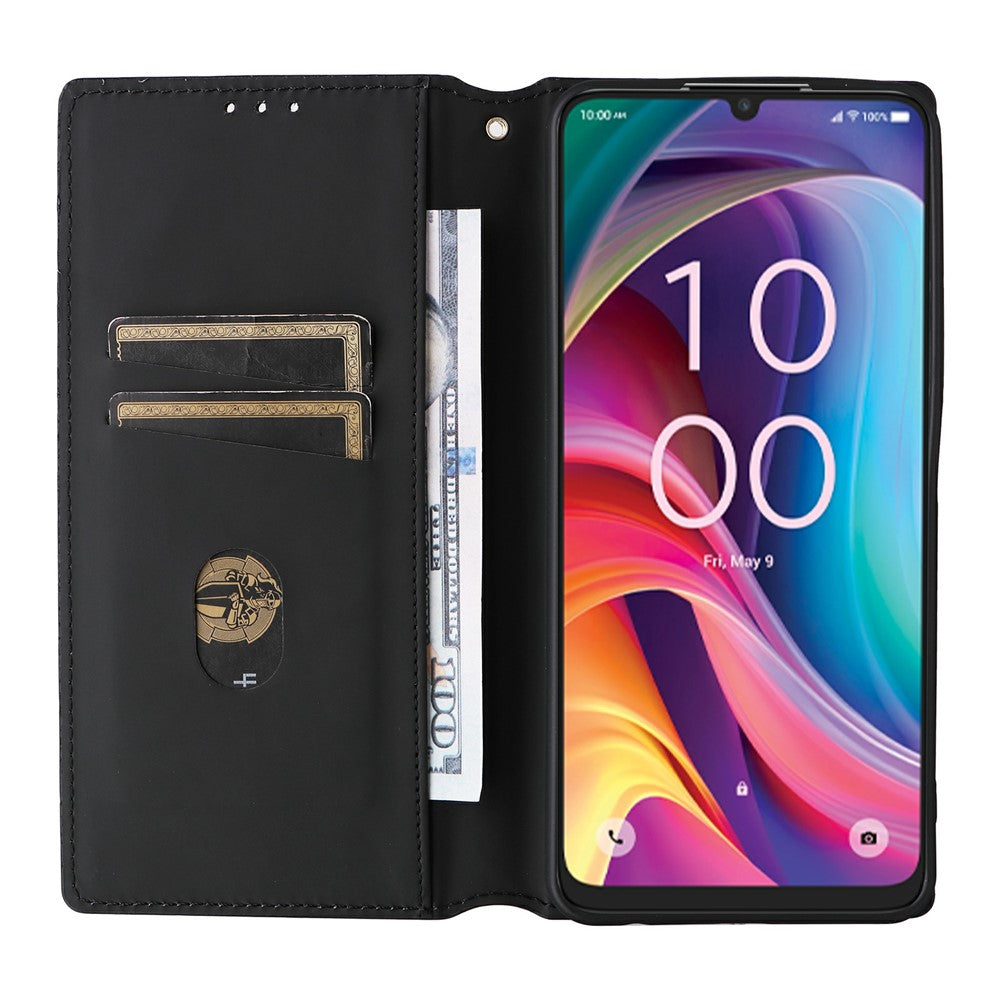 For TCL K33 5G / K32 5G Case Wallet Rhombus Imprinted Leather Phone Cover