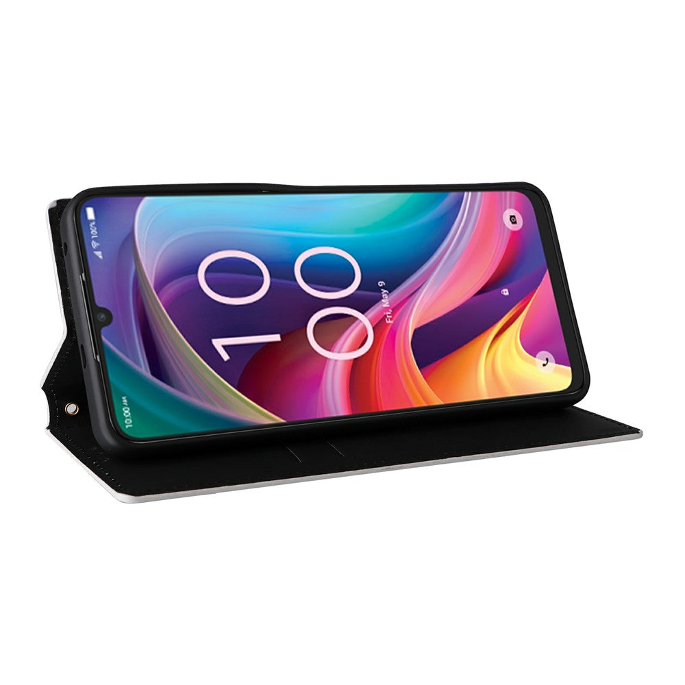 For TCL K33 5G / K32 5G Case Wallet Rhombus Imprinted Leather Phone Cover