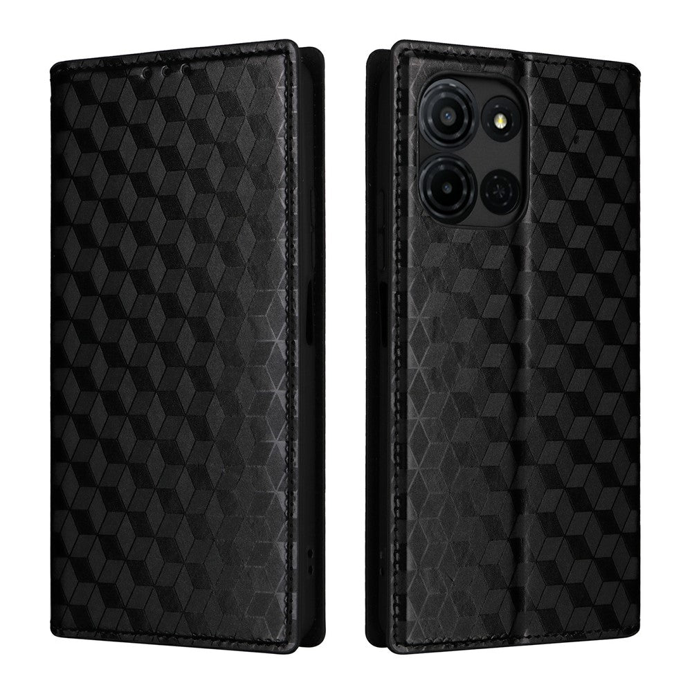 For TCL K33 5G / K32 5G Case Wallet Rhombus Imprinted Leather Phone Cover