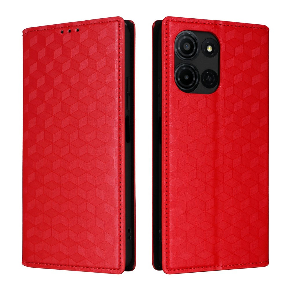 For TCL K33 5G / K32 5G Case Wallet Rhombus Imprinted Leather Phone Cover