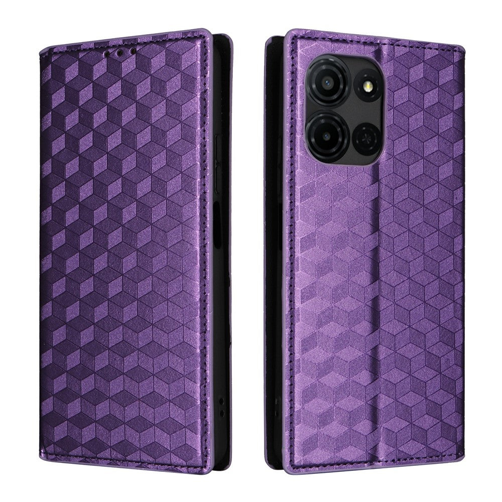 For TCL K33 5G / K32 5G Case Wallet Rhombus Imprinted Leather Phone Cover