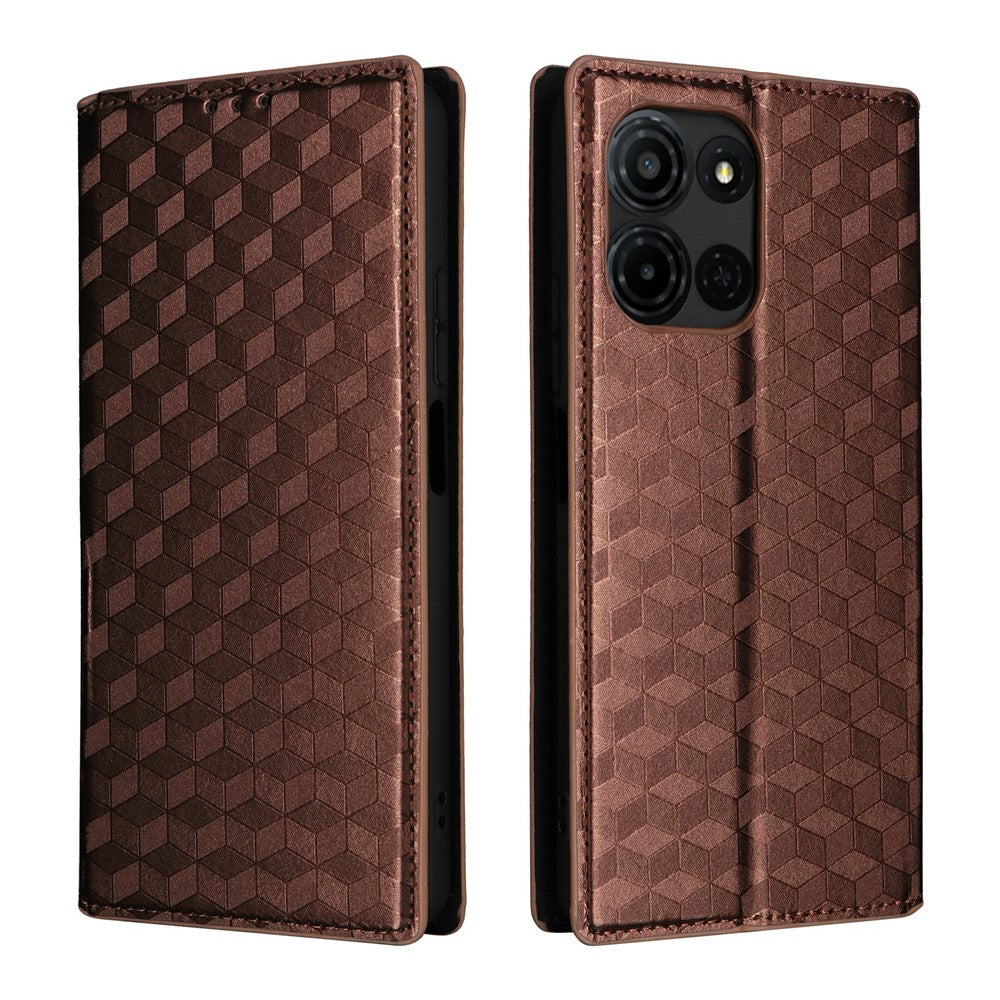 For TCL K33 5G / K32 5G Case Wallet Rhombus Imprinted Leather Phone Cover