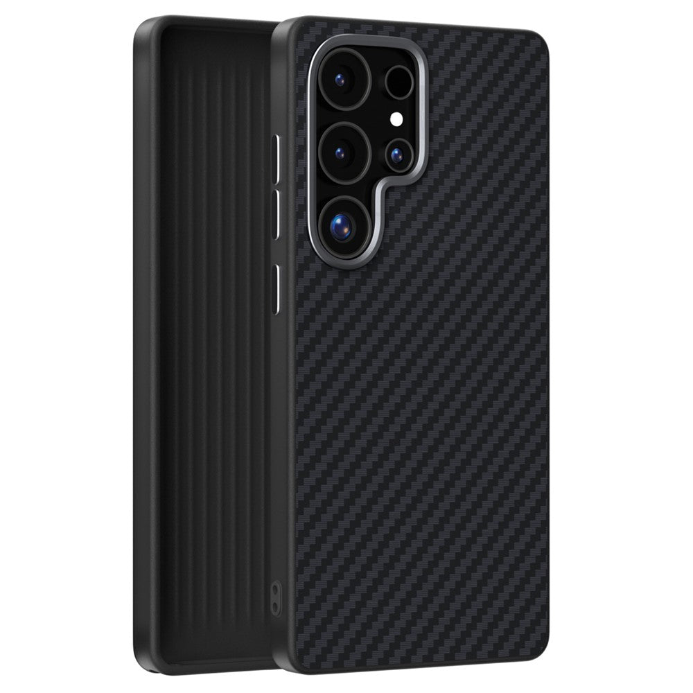 ABEEL For Samsung Galaxy S24 Ultra Case Compatible with MagSafe Carbon Fiber Texture Back Cover