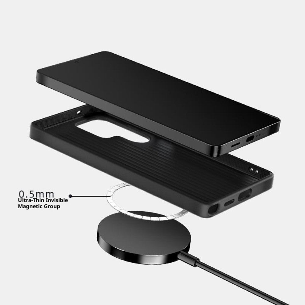 ABEEL For Samsung Galaxy S24 Ultra Case Compatible with MagSafe Carbon Fiber Texture Back Cover