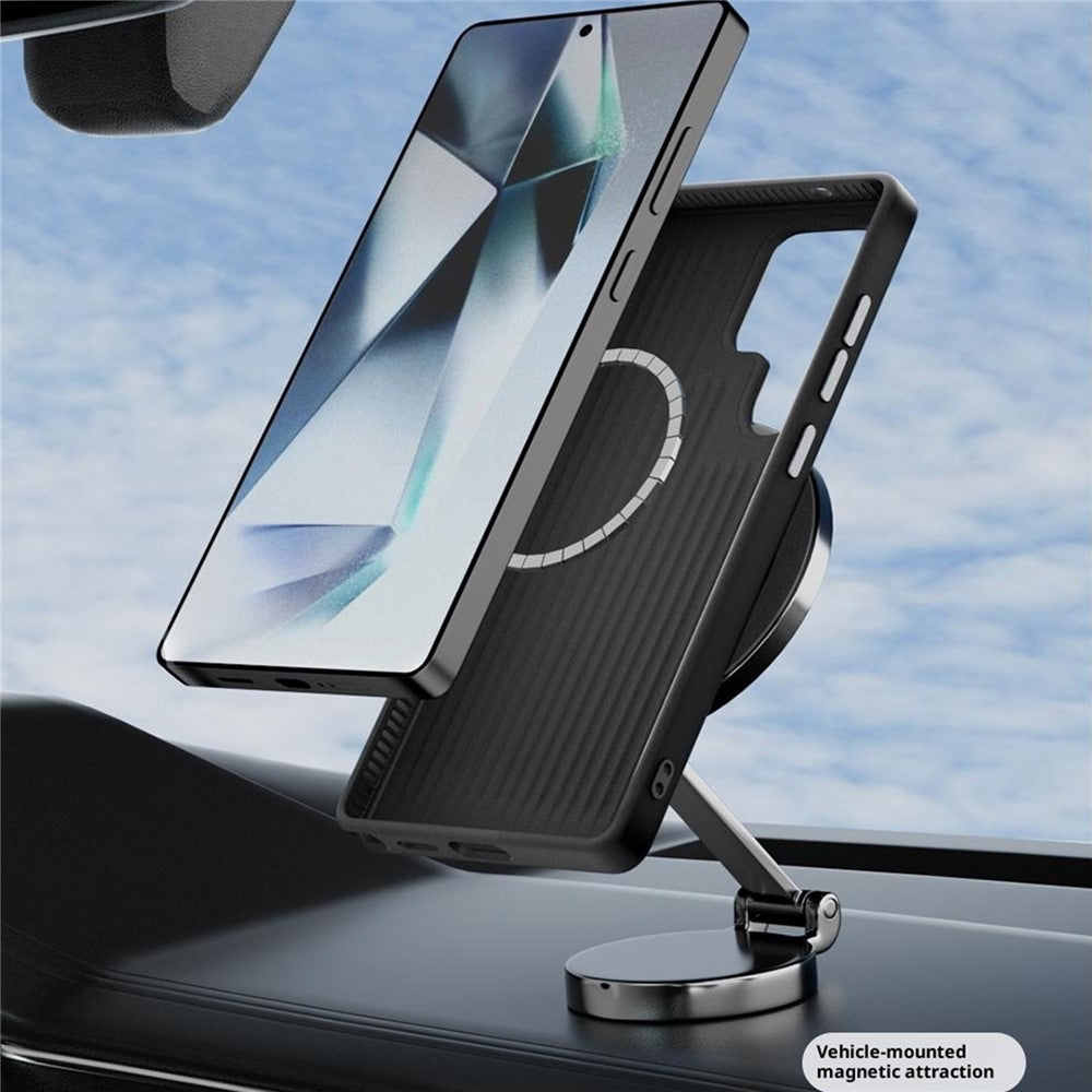 ABEEL For Samsung Galaxy S24 Ultra Case Compatible with MagSafe Carbon Fiber Texture Back Cover